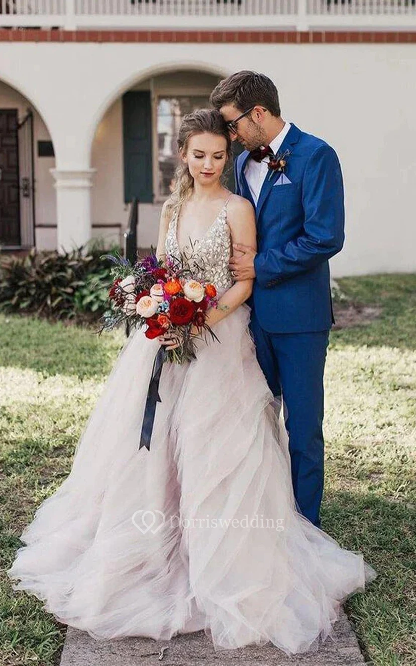 Blush Sexy Sleeveless Tulle A-line Wedding Dress with Beaded Top Blush Sexy Sleeveless Tulle A-line Wedding Dress with Beaded Top