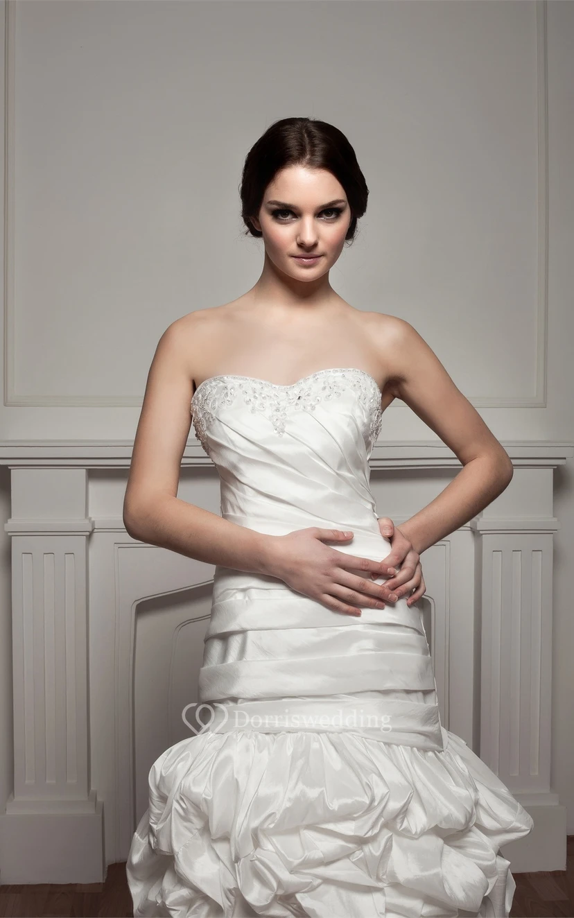 Strapless Pick-Up Ruched Beading and Gown With Pleats view 2