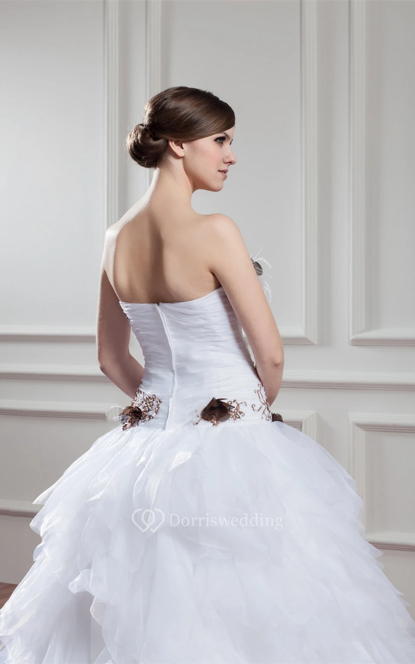 Sweetheart Tiered A-Line Criss-Cross Lace and Dress With Flower view 10