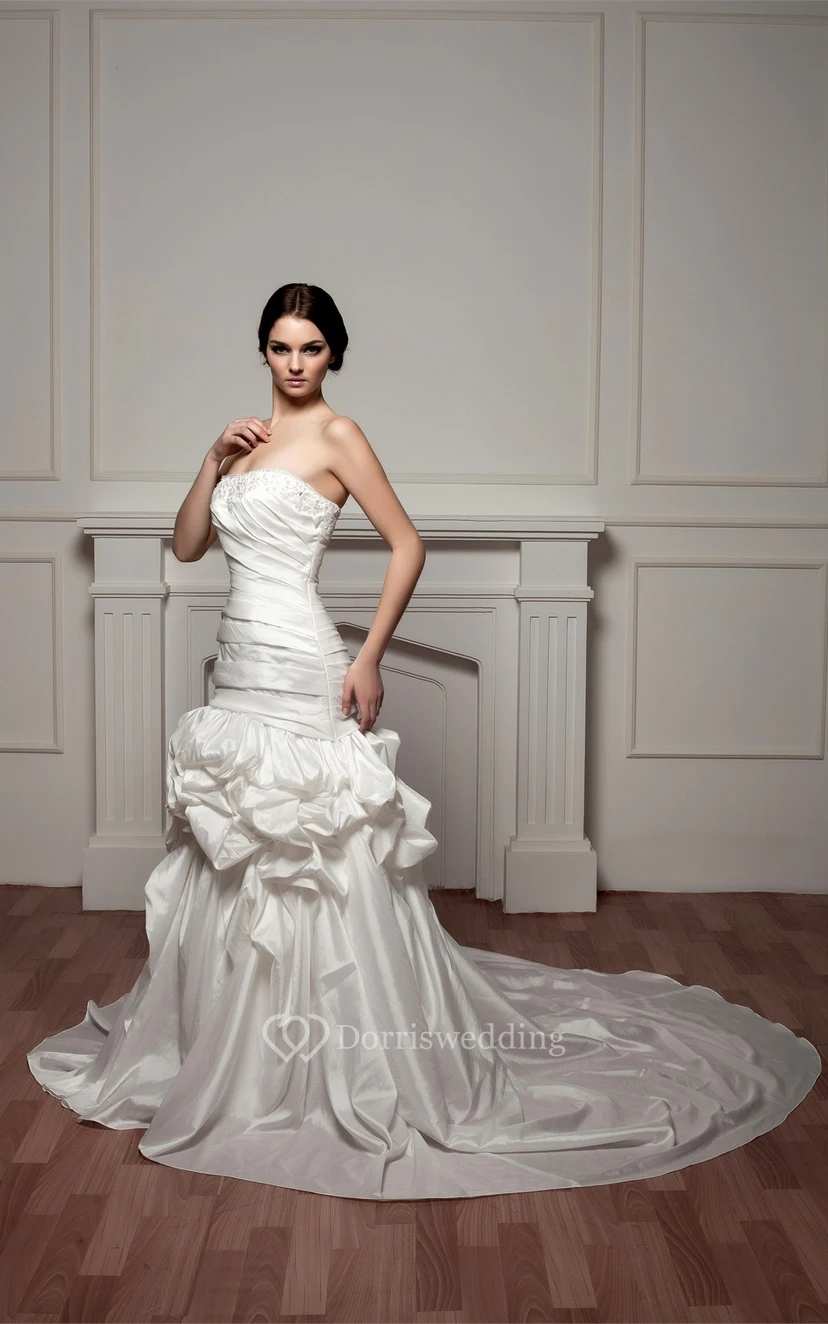 Strapless Pick-Up Ruched Beading and Gown With Pleats view 4