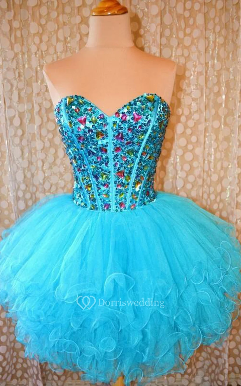 Robes de cocktail mini sexy à décolleté cœur, ornées de perles d'organza, robes de bal de fin d'année view 11