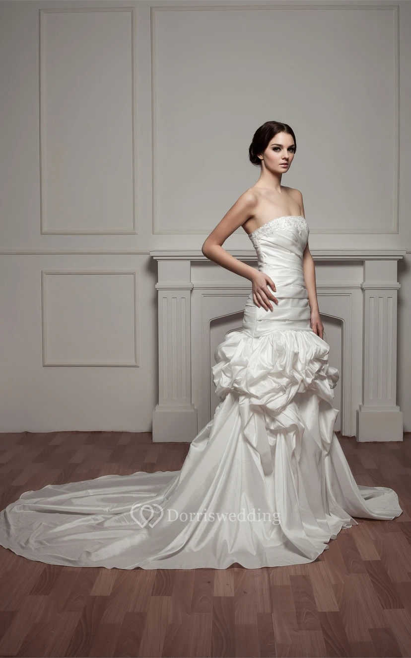 Strapless Pick-Up Ruched Beading and Gown With Pleats view 6