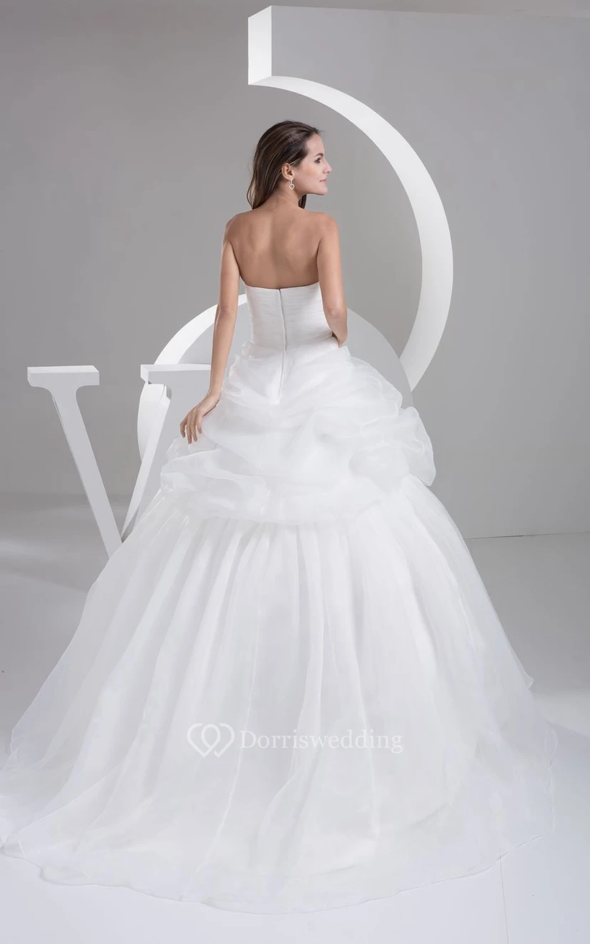 Sweetheart Pick-Up A-Line Gown With Tulle and Pleats view 6