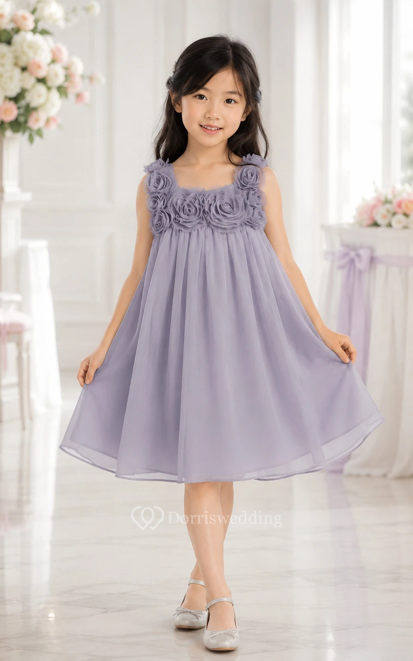 Robe de demoiselle d'honneur sans manches en mousseline arrivant aux genoux view 6