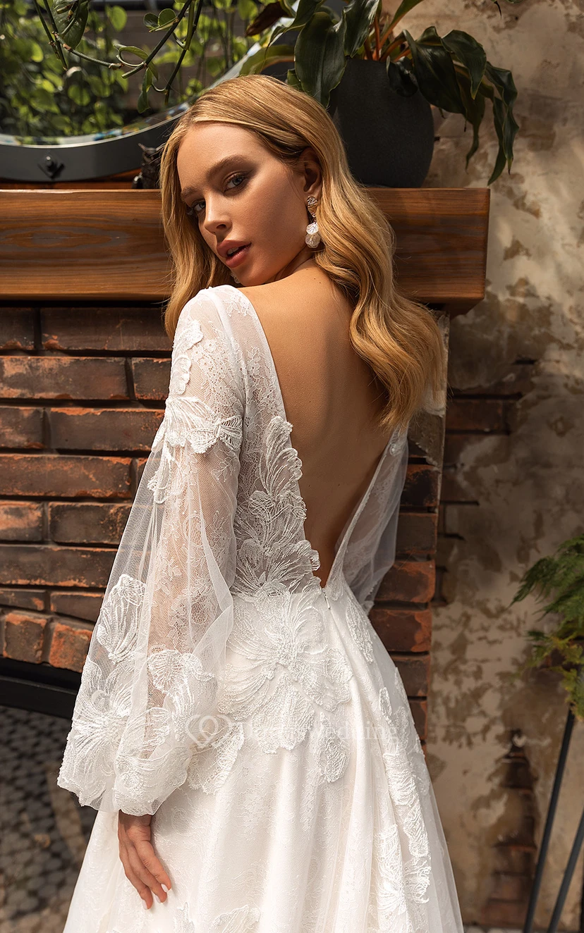 satin a line dress with sleeves Minimalist Satin A-Line Wedding Dress with Square Neck