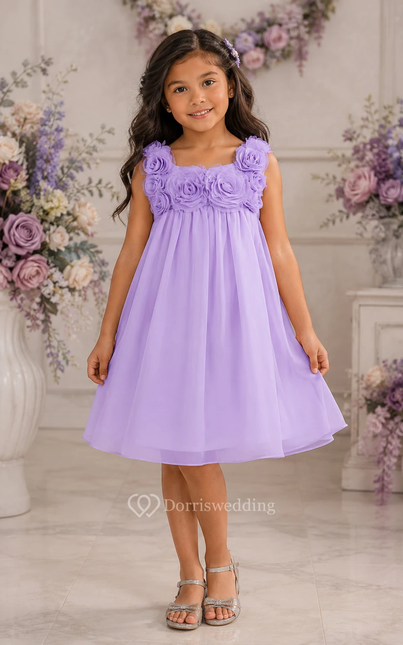 Robe de demoiselle d'honneur sans manches en mousseline arrivant aux genoux view 7
