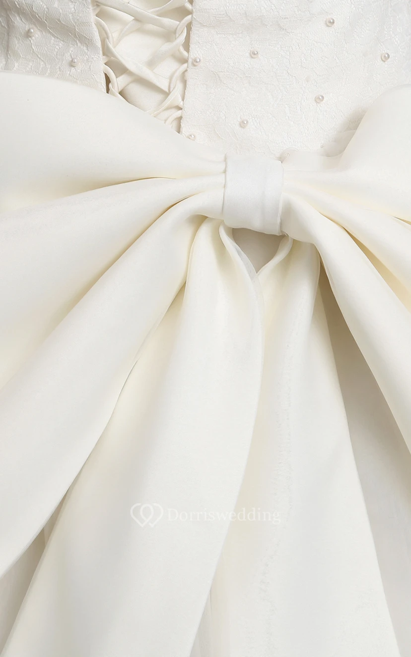 Sweetheart A-Line Ball Gown With Corset-Back and Bow view 6