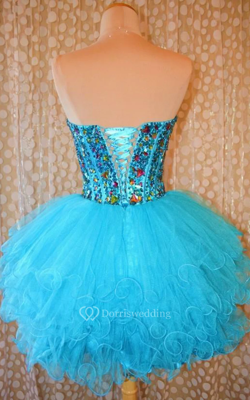 Robes de cocktail mini sexy à décolleté cœur, ornées de perles d'organza, robes de bal de fin d'année view 12