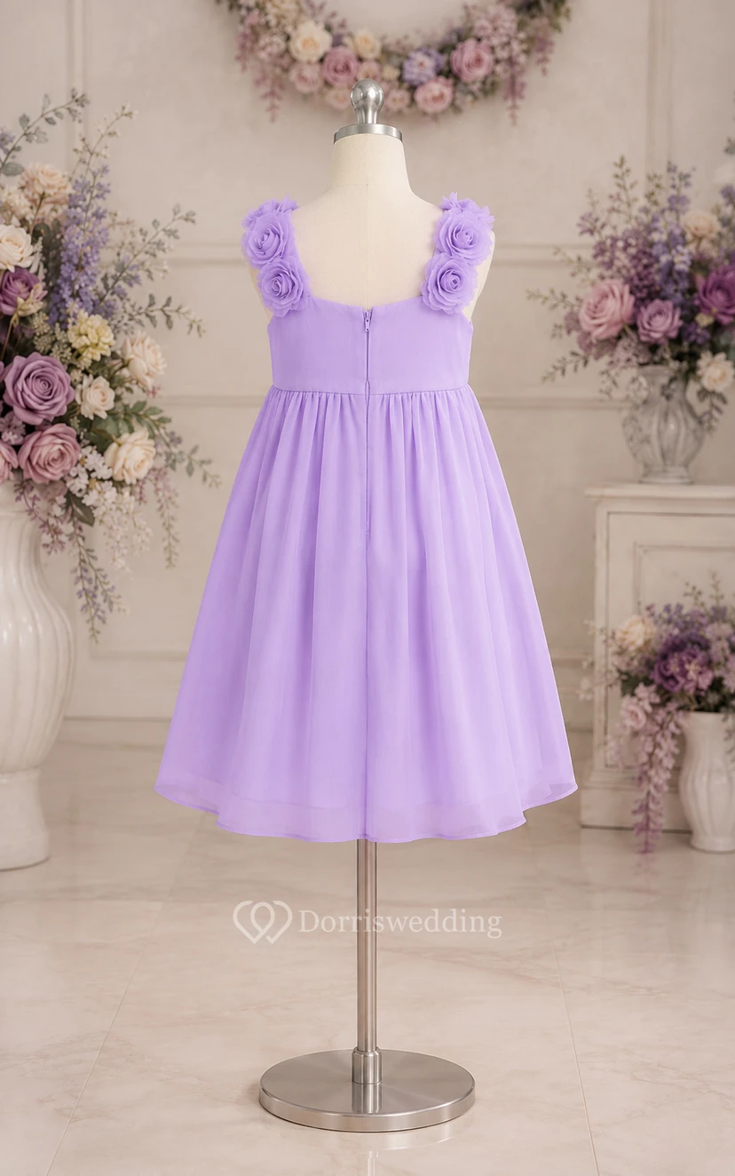 Robe de demoiselle d'honneur sans manches en mousseline arrivant aux genoux view 10