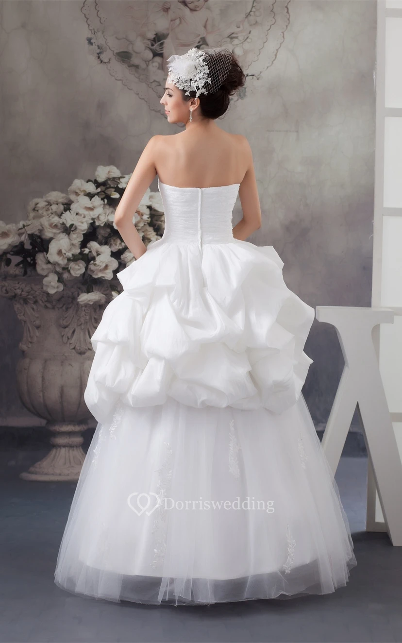 Sweetheart Tulle Pick-Up Gown With Appliqued Top view 7
