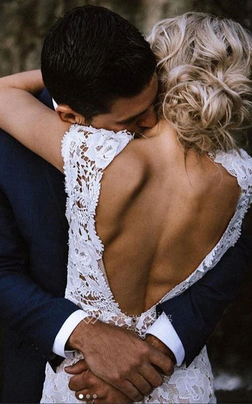 Lace Simple Casual Vintage Cap Sleeve Wedding Dress - Dorris Lace Simple Casual Vintage Cap Sleeve Wedding Dress - Dorris