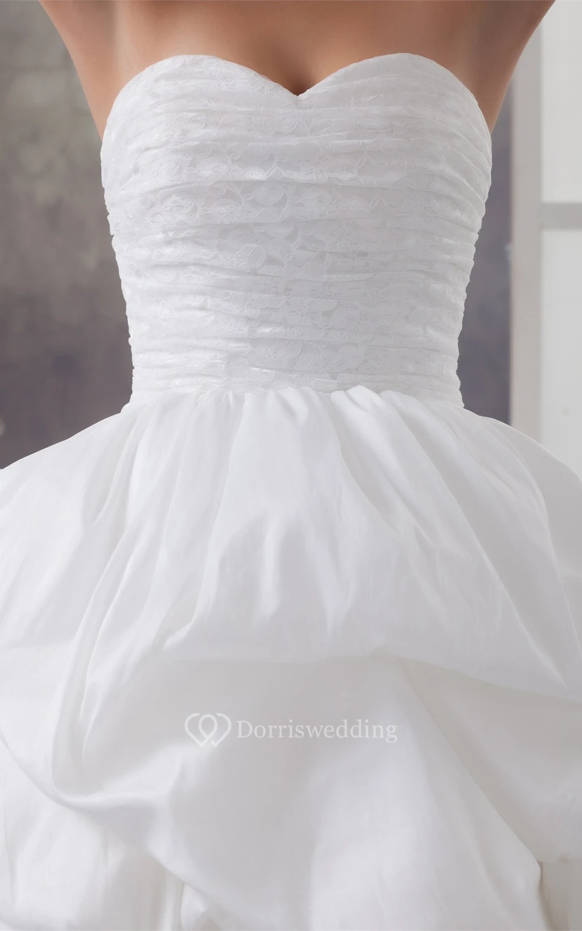 Sweetheart Tulle Pick-Up Gown With Appliqued Top view 3