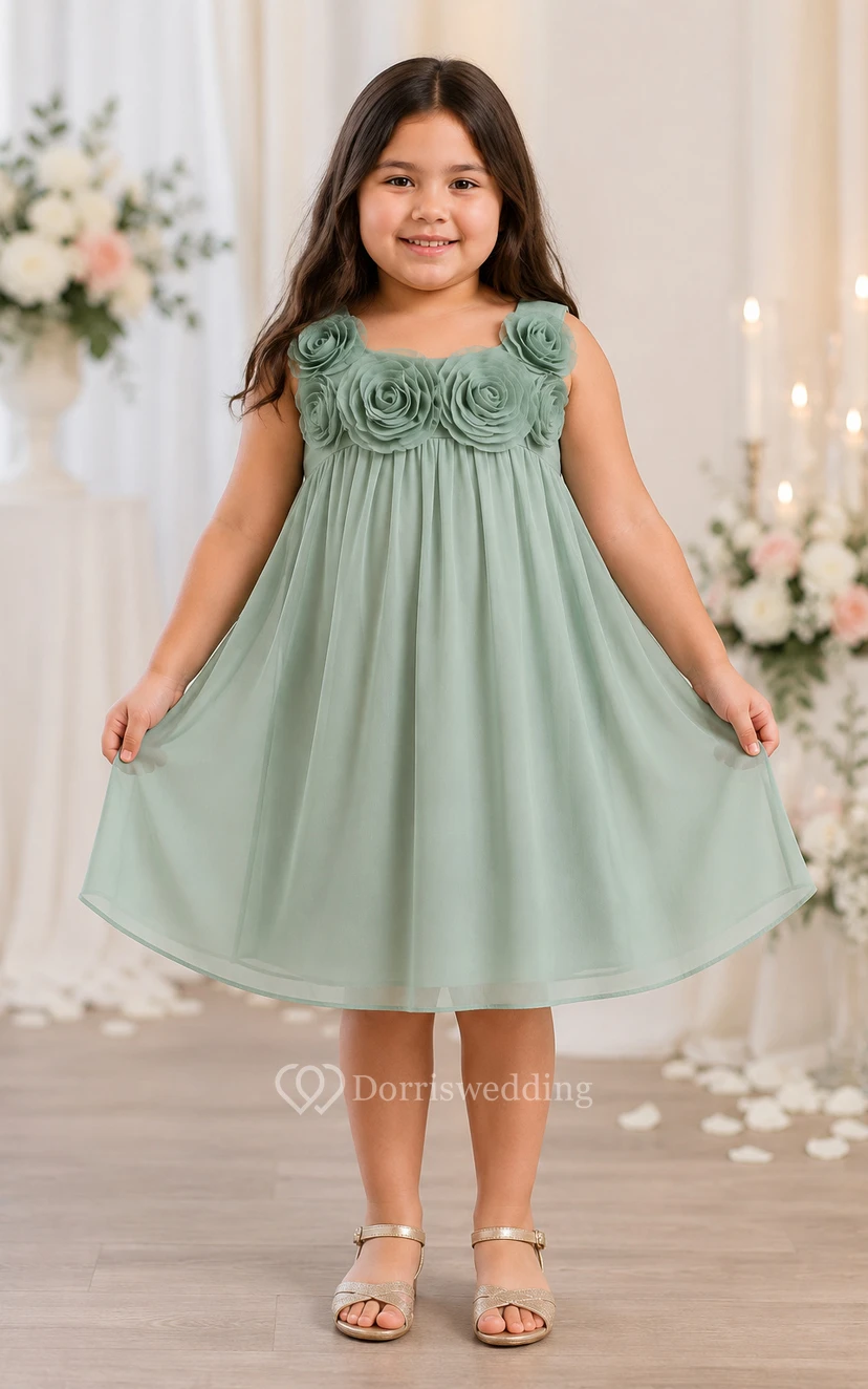 Robe de demoiselle d'honneur sans manches en mousseline arrivant aux genoux view 4