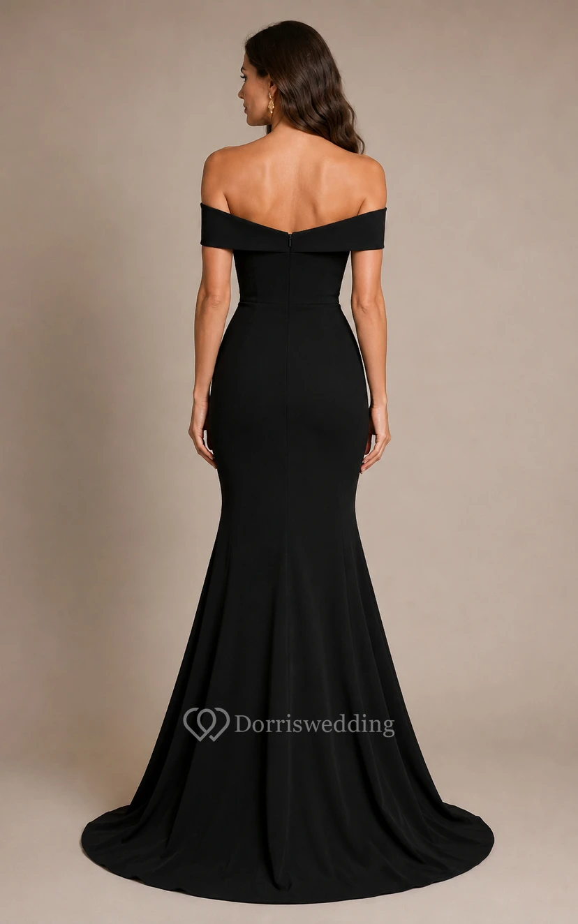 Black Off Shoulder Mermaid Evening Dress with Sweetheart Bodice view 2