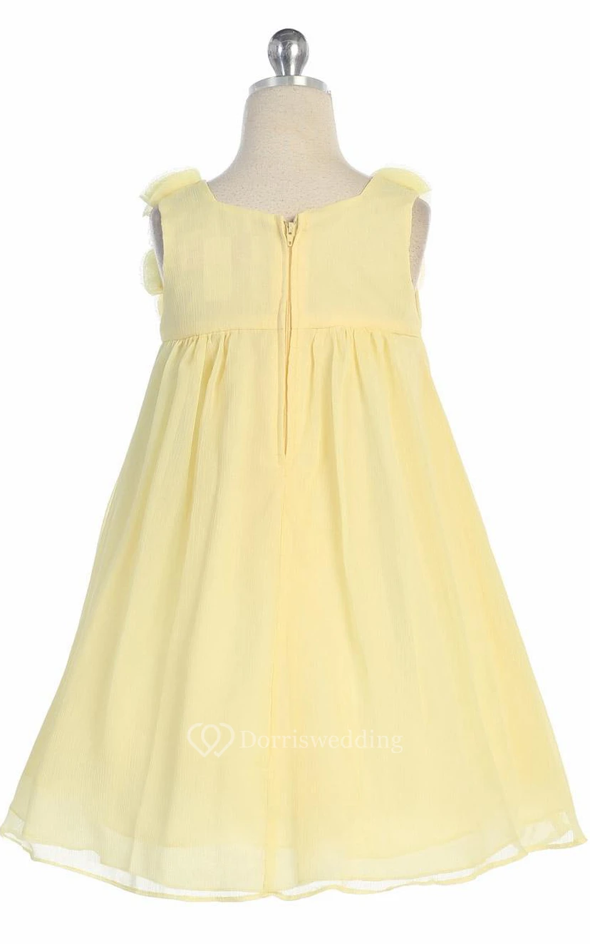 Robe de demoiselle d'honneur sans manches en mousseline arrivant aux genoux view 12
