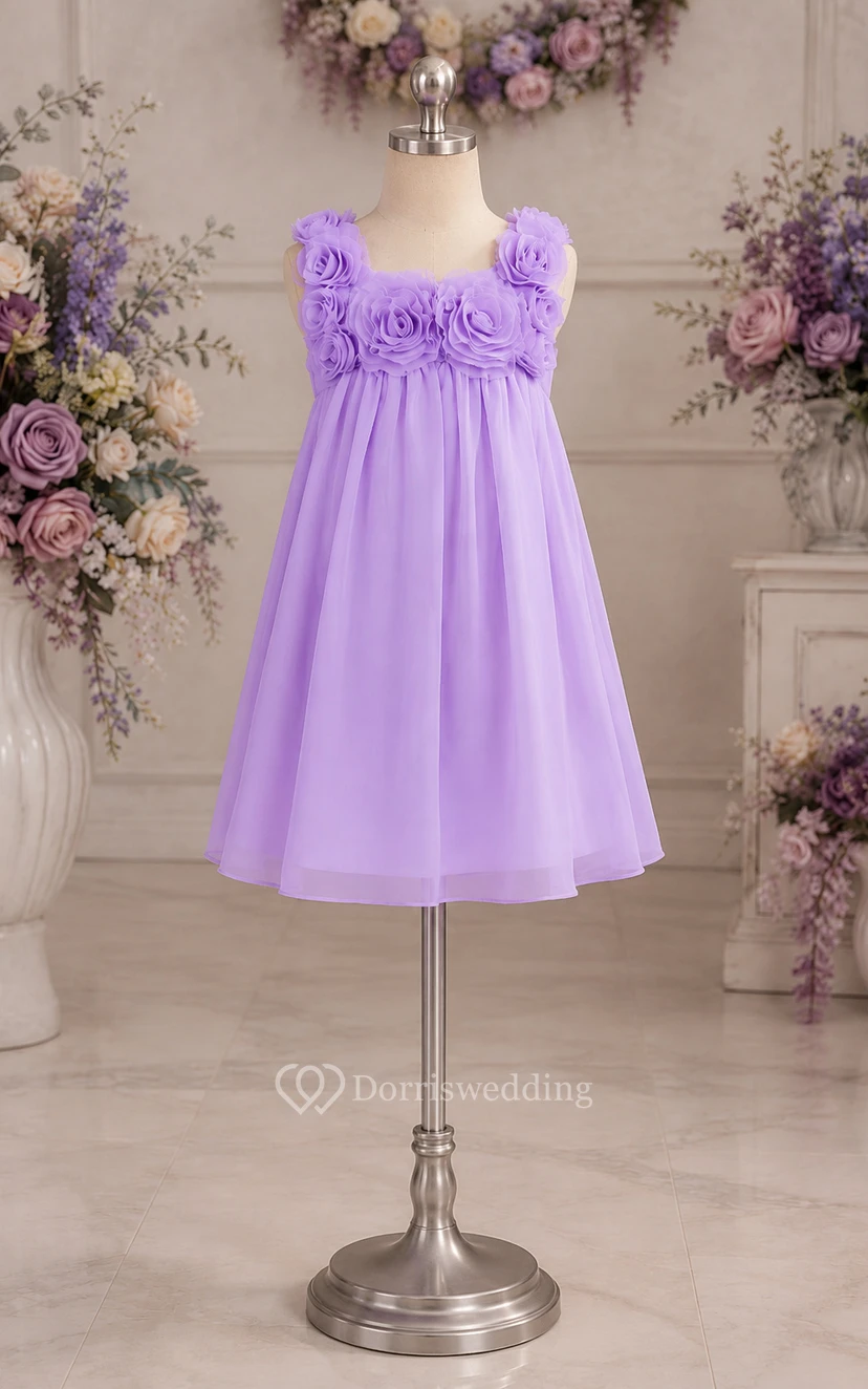 Robe de demoiselle d'honneur sans manches en mousseline arrivant aux genoux view 9