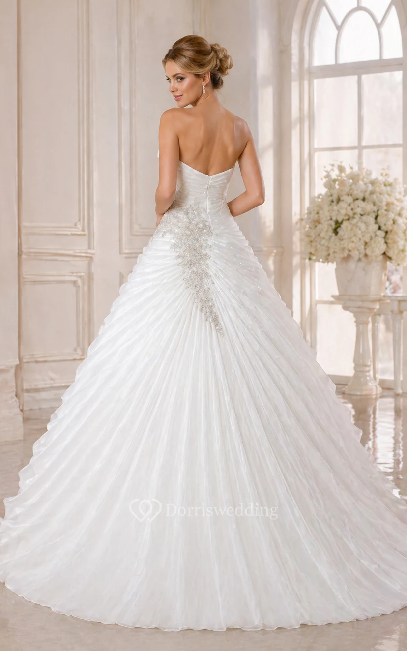 Glamorous Beadings Ruffles Ball Gown Princess Wedding Dress Sweetheart Sleeveless view 2