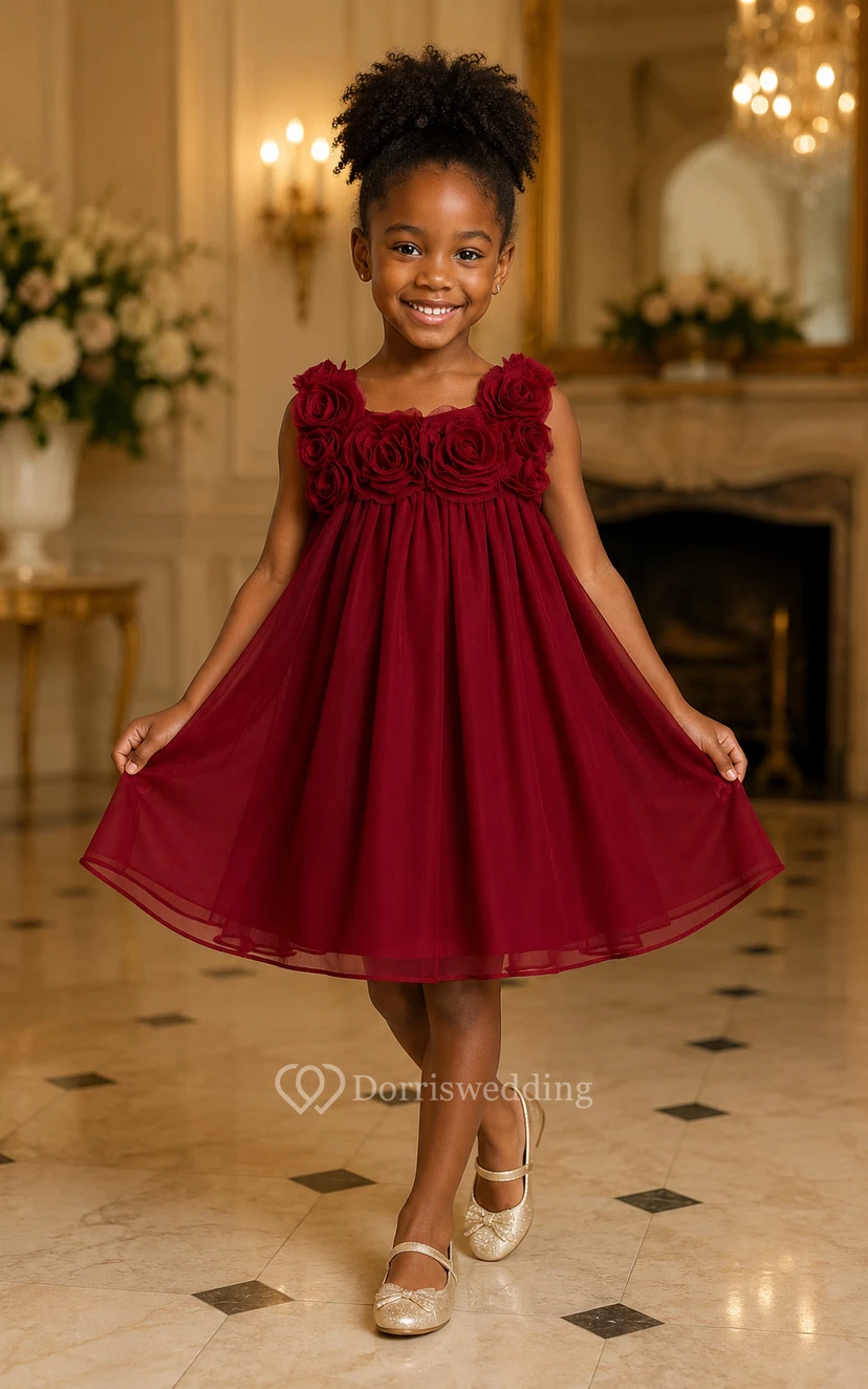 Robe de demoiselle d'honneur sans manches en mousseline arrivant aux genoux view 5