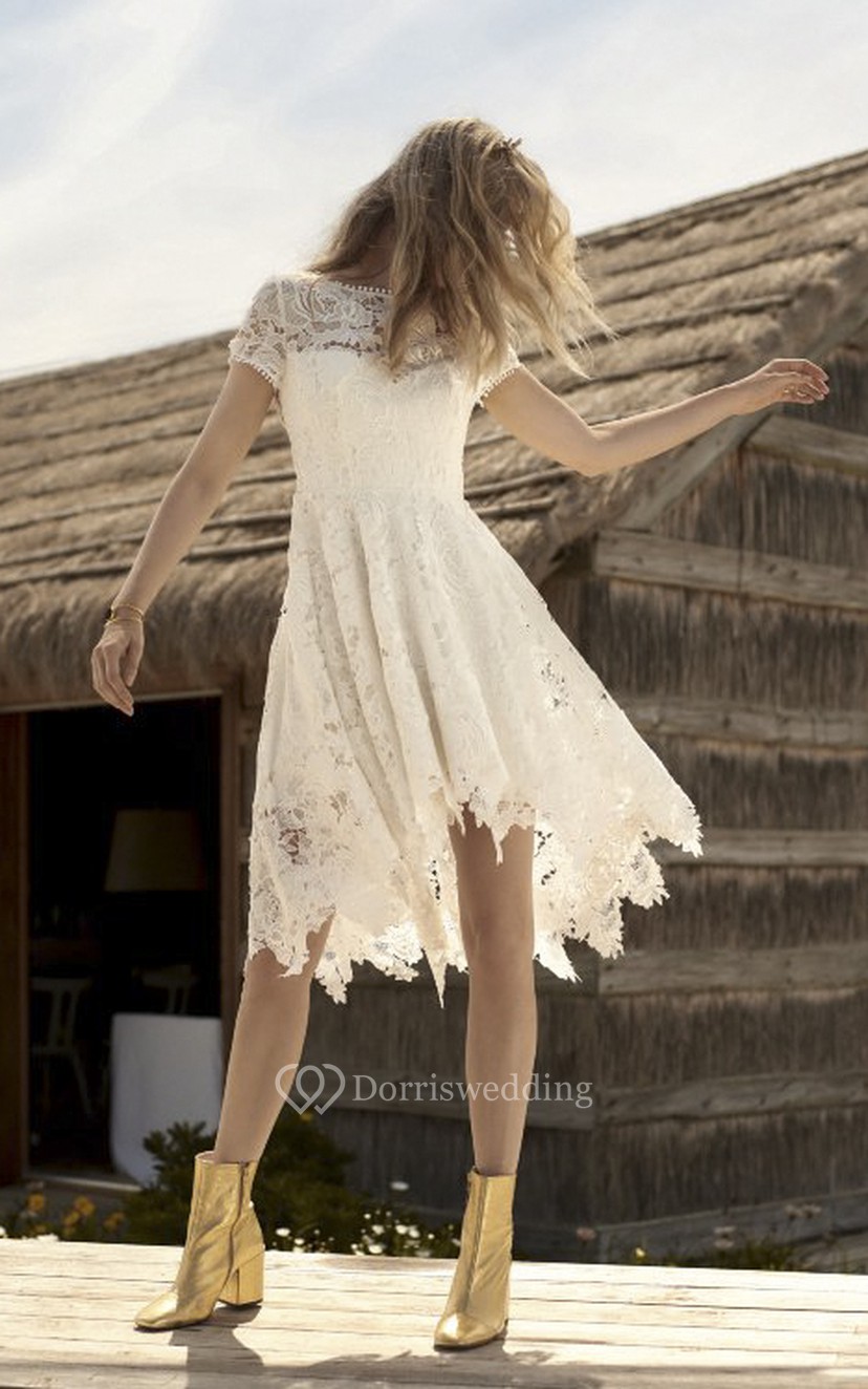 Country Short White Simple Wedding Guest Dress with Cowboy Boots