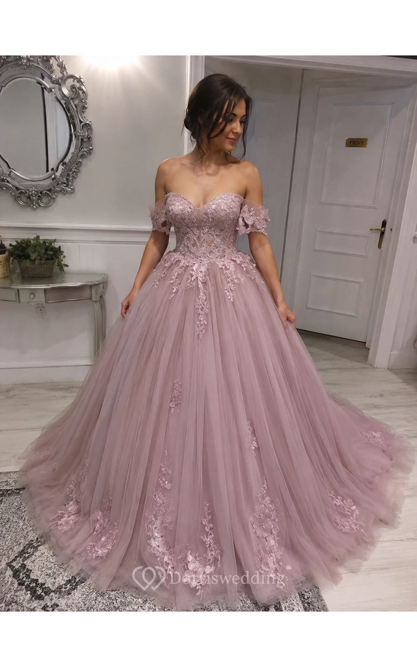 Robe de bal bustier en tulle coupe A ornée d'appliqués, robe de bal exquise view 9