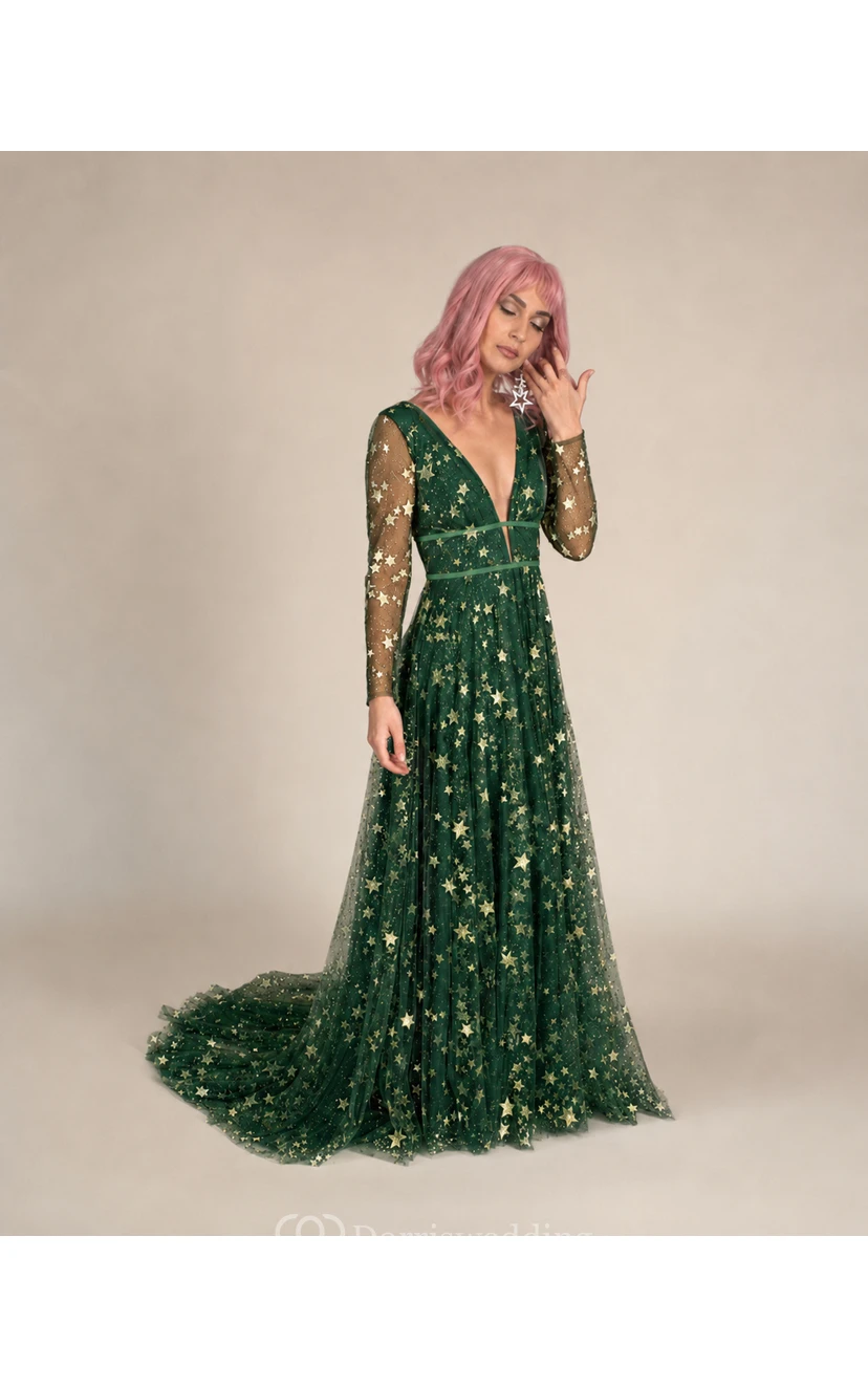 Robe bohème simple en tulle bleu céleste à paillettes et à strass view 16