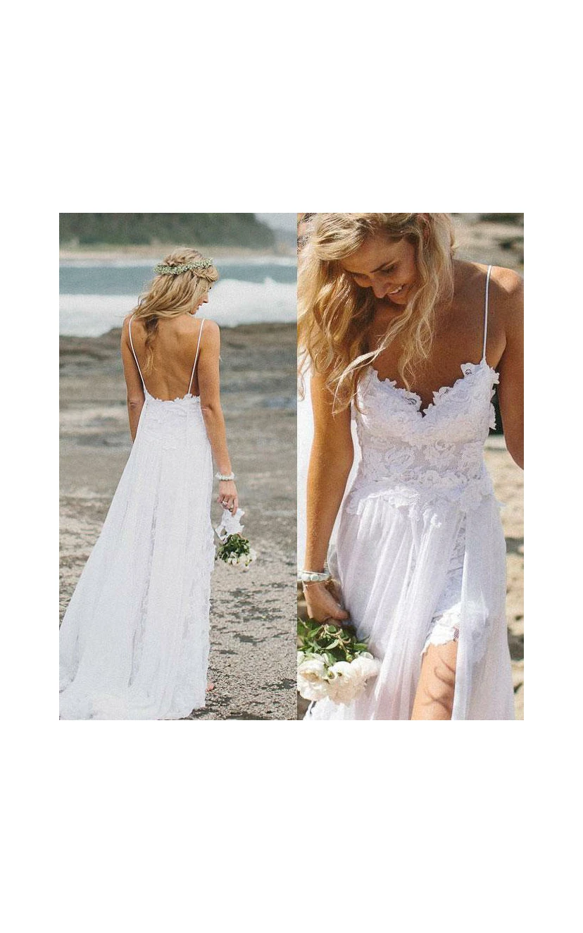 Beach Boho Wedding Dress | Hawaiian Lightweight White Flowy Bridal Gown |  Dorris Wedding