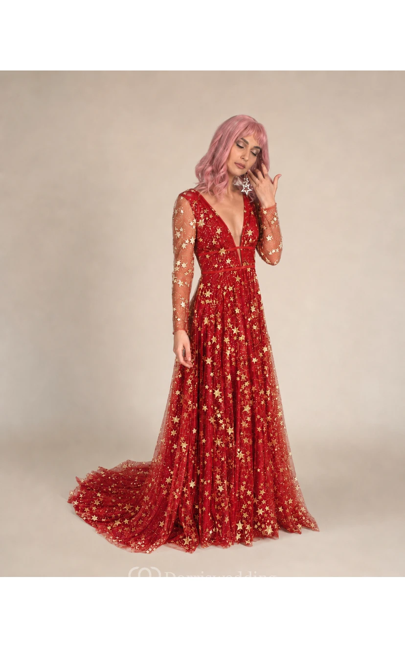 Robe bohème simple en tulle bleu céleste à paillettes et à strass view 15
