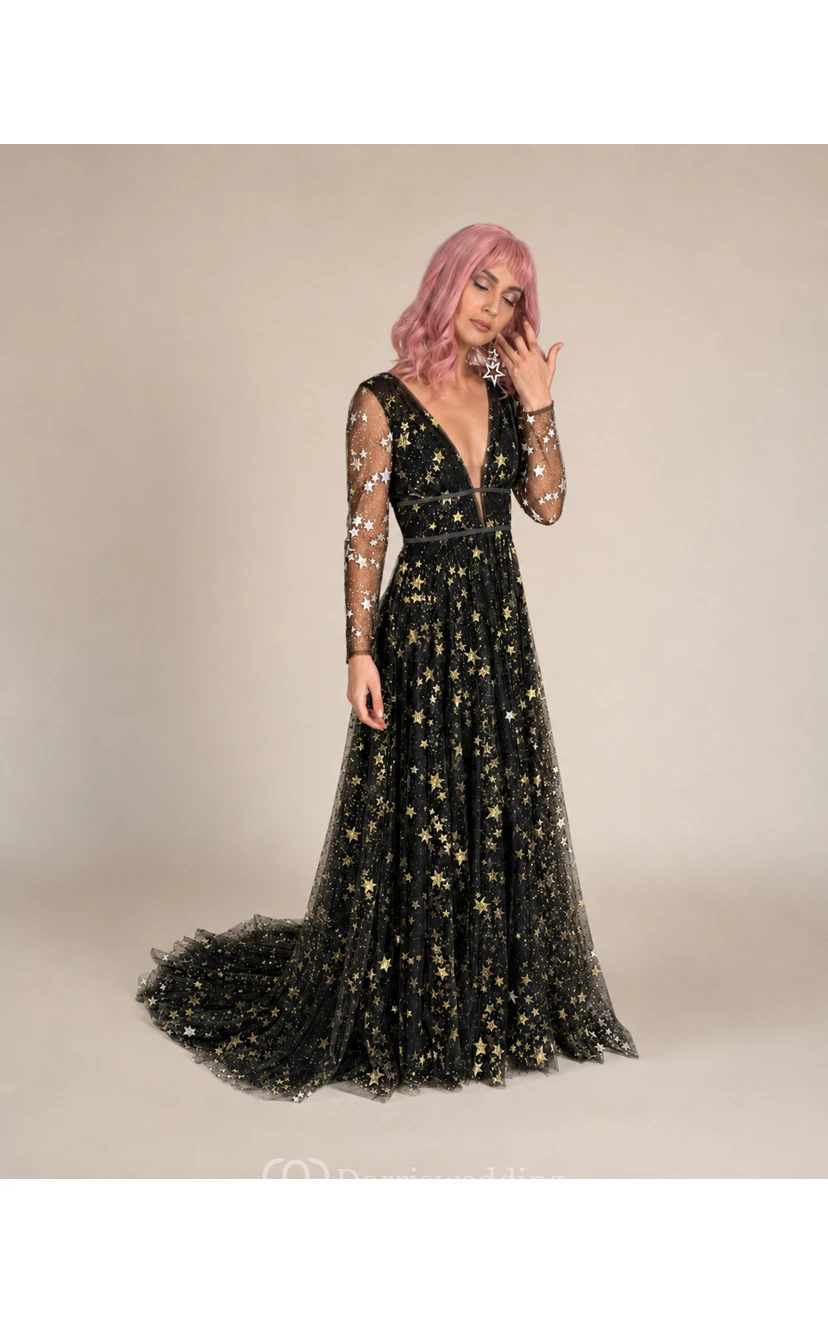 Robe bohème simple en tulle bleu céleste à paillettes et à strass view 11